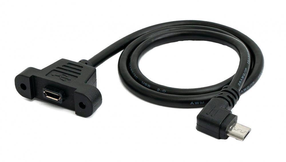 SYSTEM-S USB 2.0 Kabel 30 cm Micro B Buchse zu Stecker Schraube Winkel Panel Mount