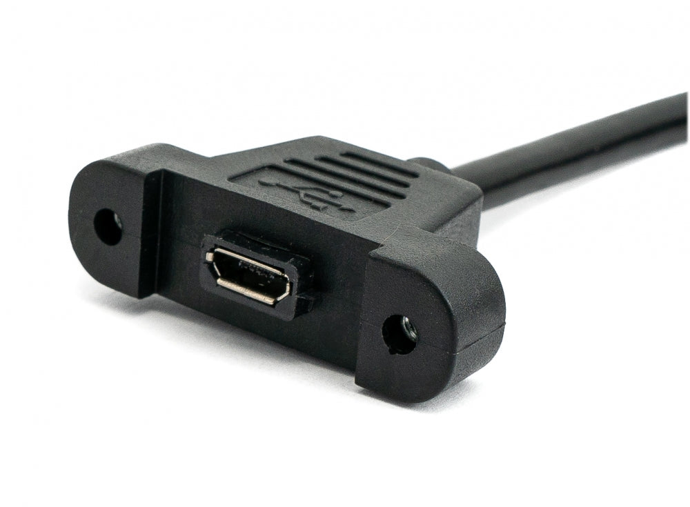 SYSTEM-S USB 2.0 Kabel 30 cm Micro B Buchse zu Stecker Schraube Winkel Panel Mount