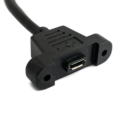 USB 2.0 Kabel 30 cm Micro B Buchse zu Stecker Schraube Winkel Schwarz