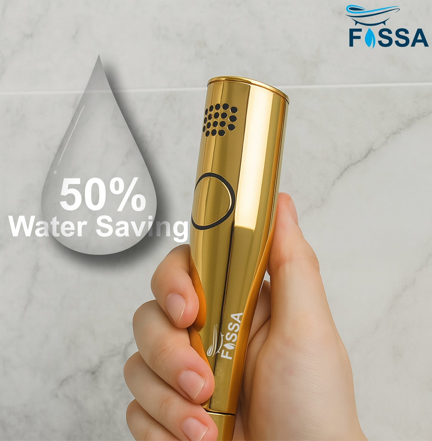 Fossa Italian Collection Heath Faucet Handheld Bidet Sprayer for Bathroom | Cloth Diaper Sprayer for Toilet | Health Faucet with 1 Mtr Hose Pipe, Hook | Chrome Finish (AQUAelite Gold)-4