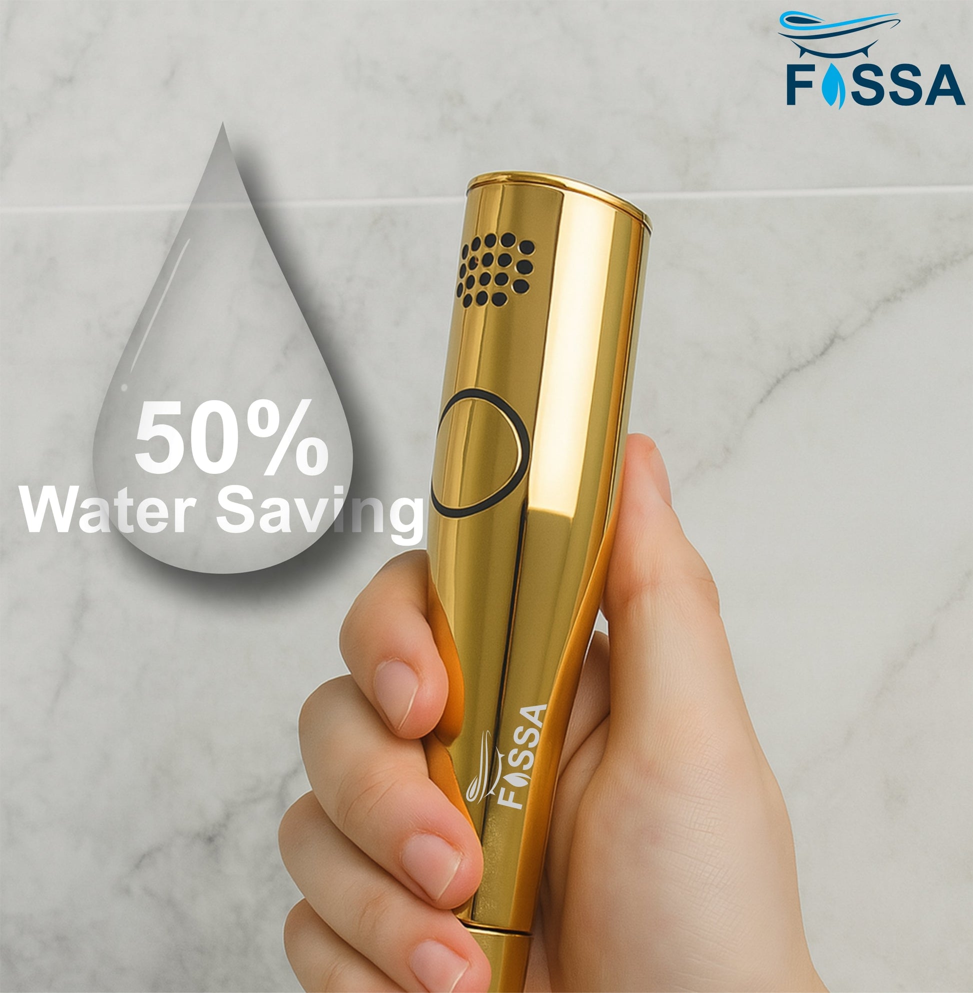 Fossa Italian Collection Heath Faucet Handheld Bidet Sprayer for Bathroom | Cloth Diaper Sprayer for Toilet | Health Faucet with 1 Mtr Hose Pipe, Hook | Chrome Finish (AQUAelite Gold)-4