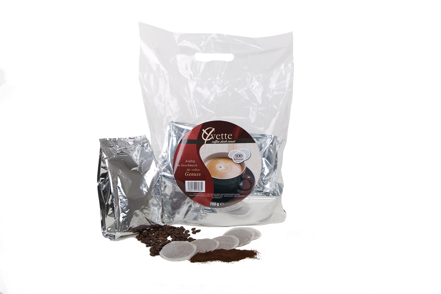 Yvette Kaffee Dark Kaffeepads Intensives Aroma - Inhalt 100 Pads (4x25), Kompatibel Mit Padmaschinen