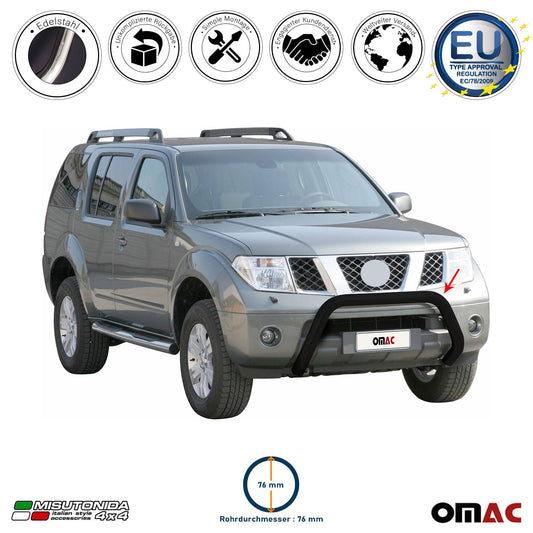 Frontbügel Frontschutzbügel für Nissan Navara 2005-2010 ø76mm Stahl Schwarz