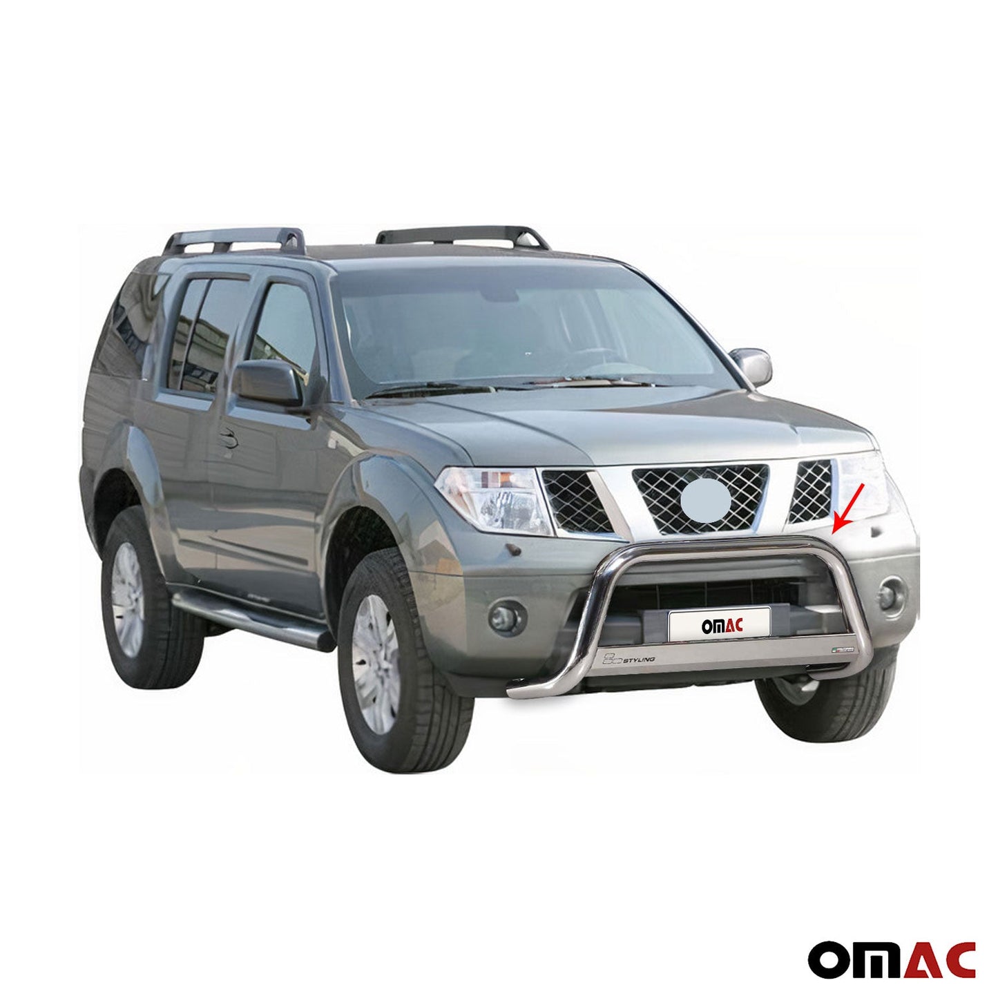 Bară de protecție/buton față pentru Nissan Pathfinder 2005-2011 ø63mm oțel argintiu
