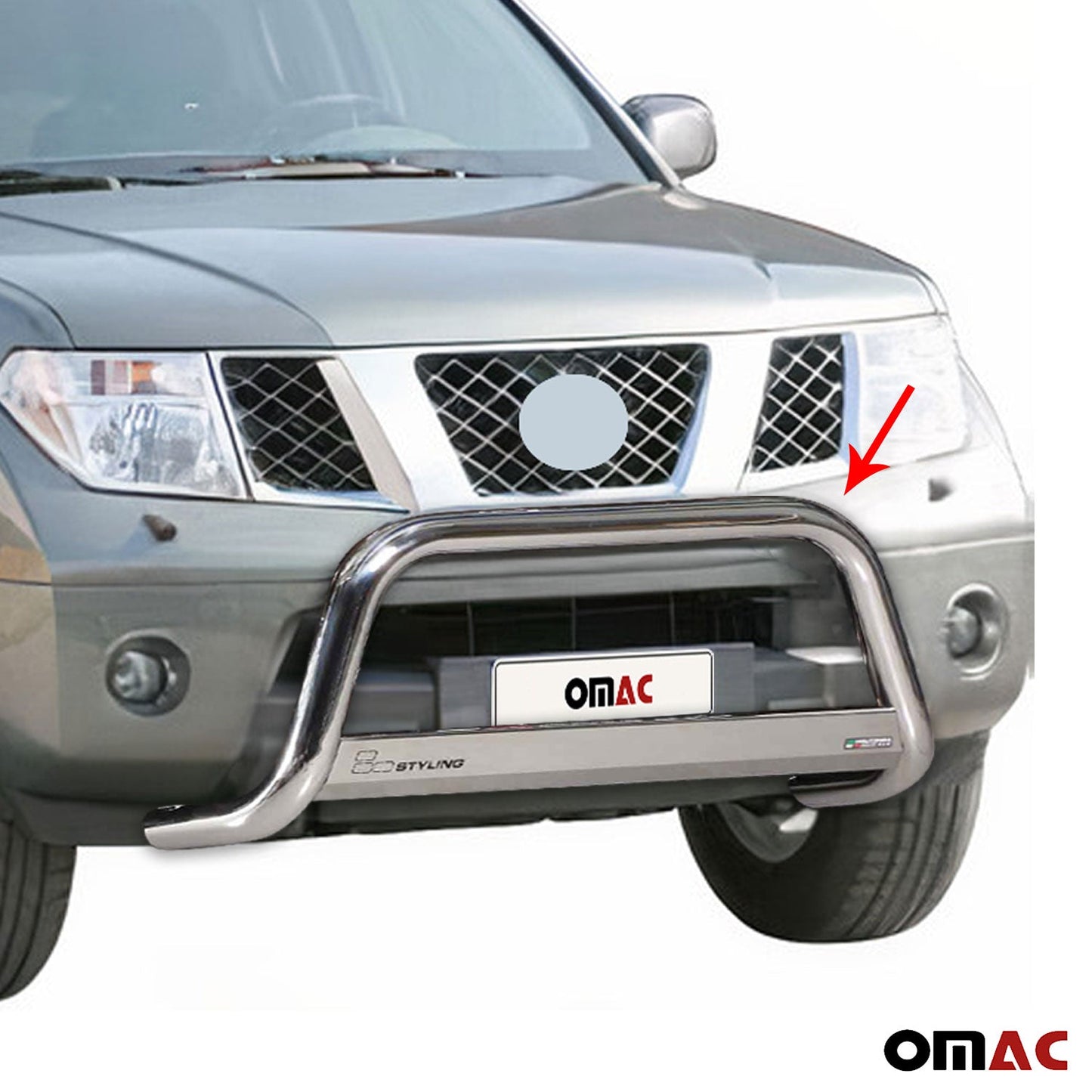 Bară de protecție/buton față pentru Nissan Pathfinder 2005-2011 ø63mm oțel argintiu