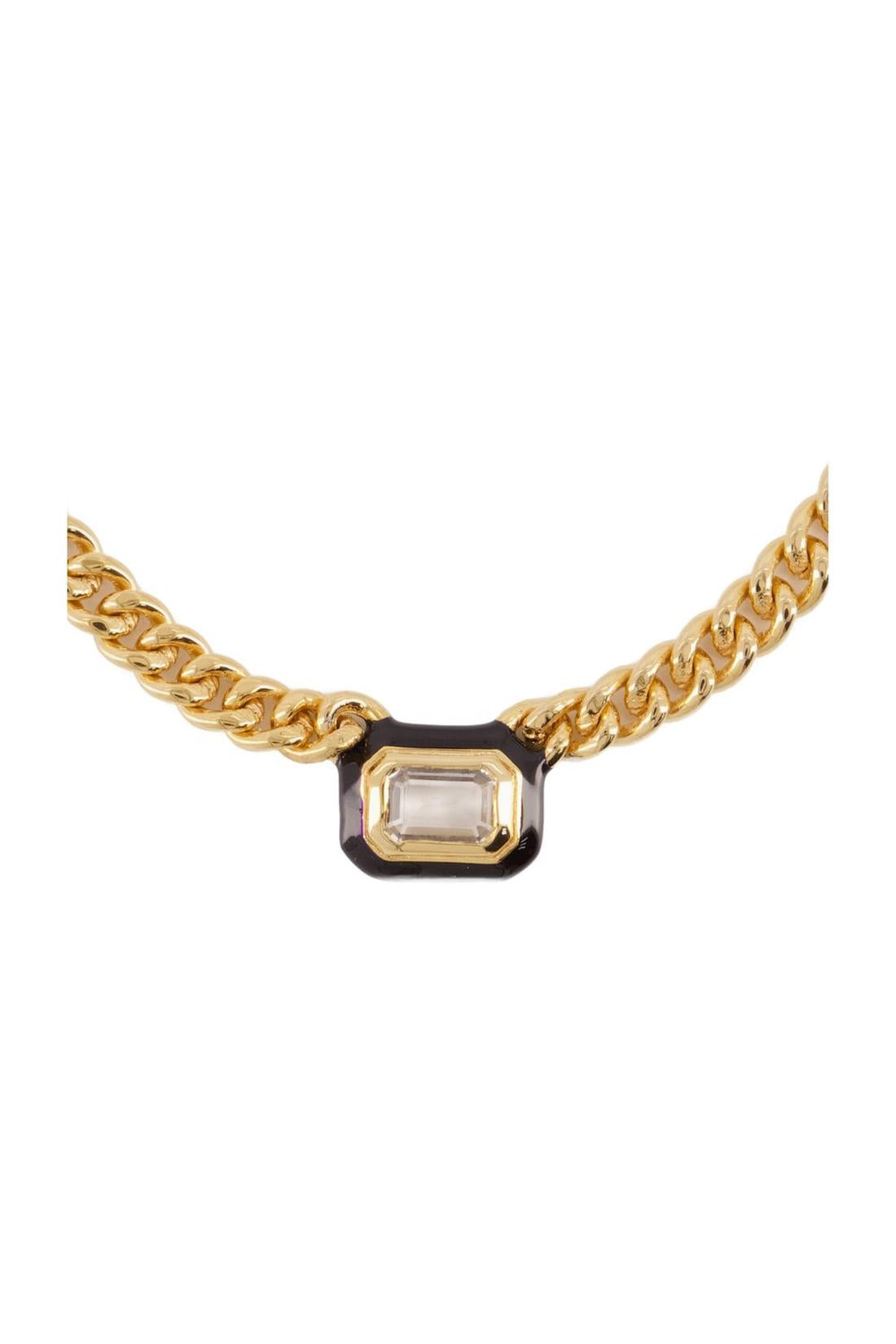 Black Stone And Enamel Necklace - Missoma - Gold - Metal