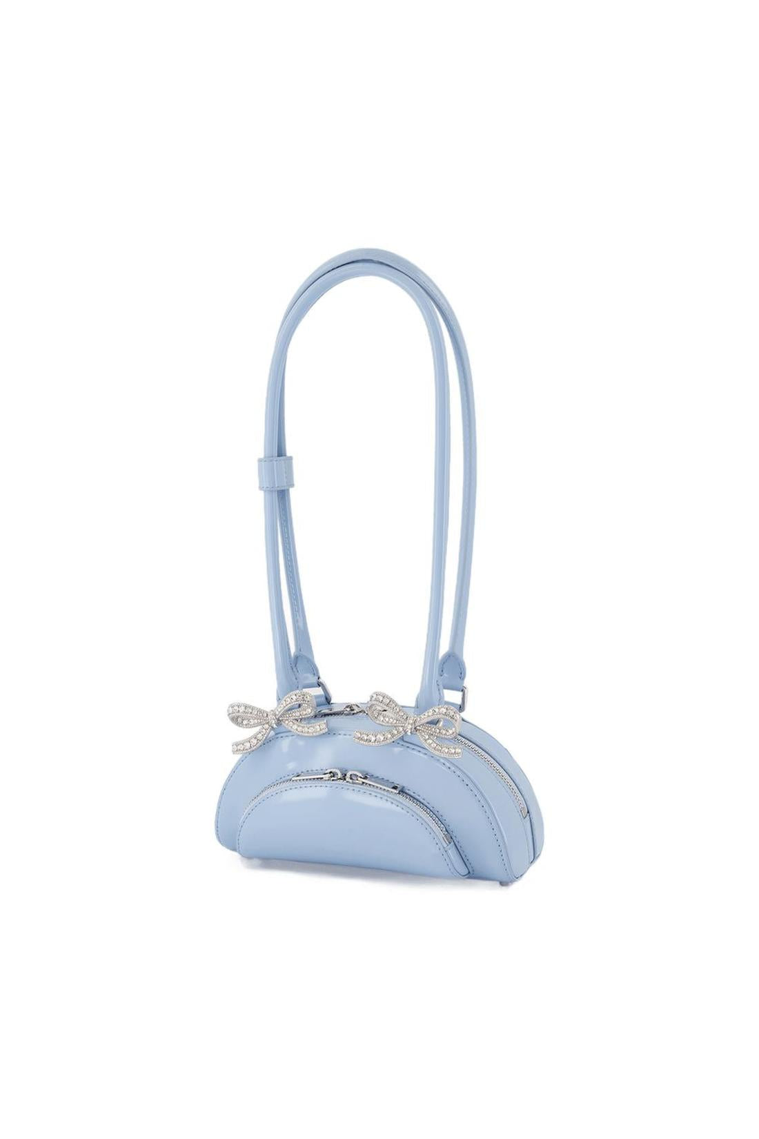 Curved Mini Schultertasche - SELF PORTRAIT - Leder - Blau