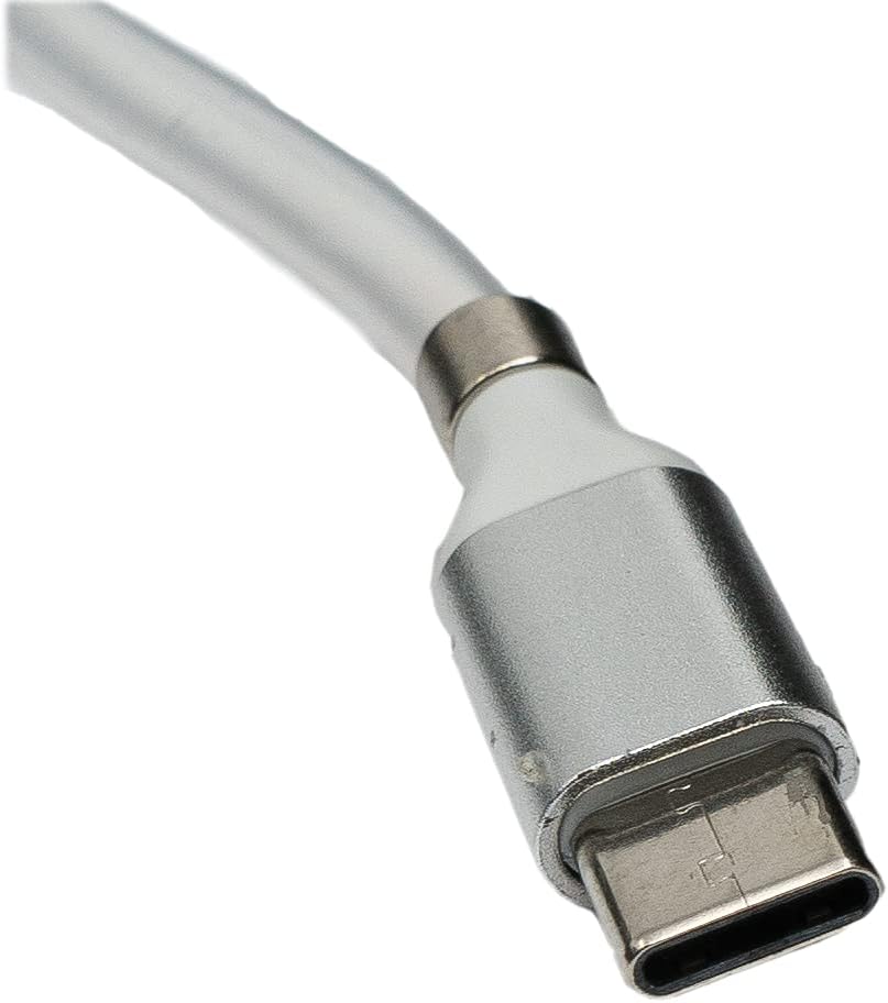 SYSTEM-S USB 3.1 selbstaufrollendes Kabel 1 m Typ C Stecker zu 2.0 Typ A Stecker in Weiß