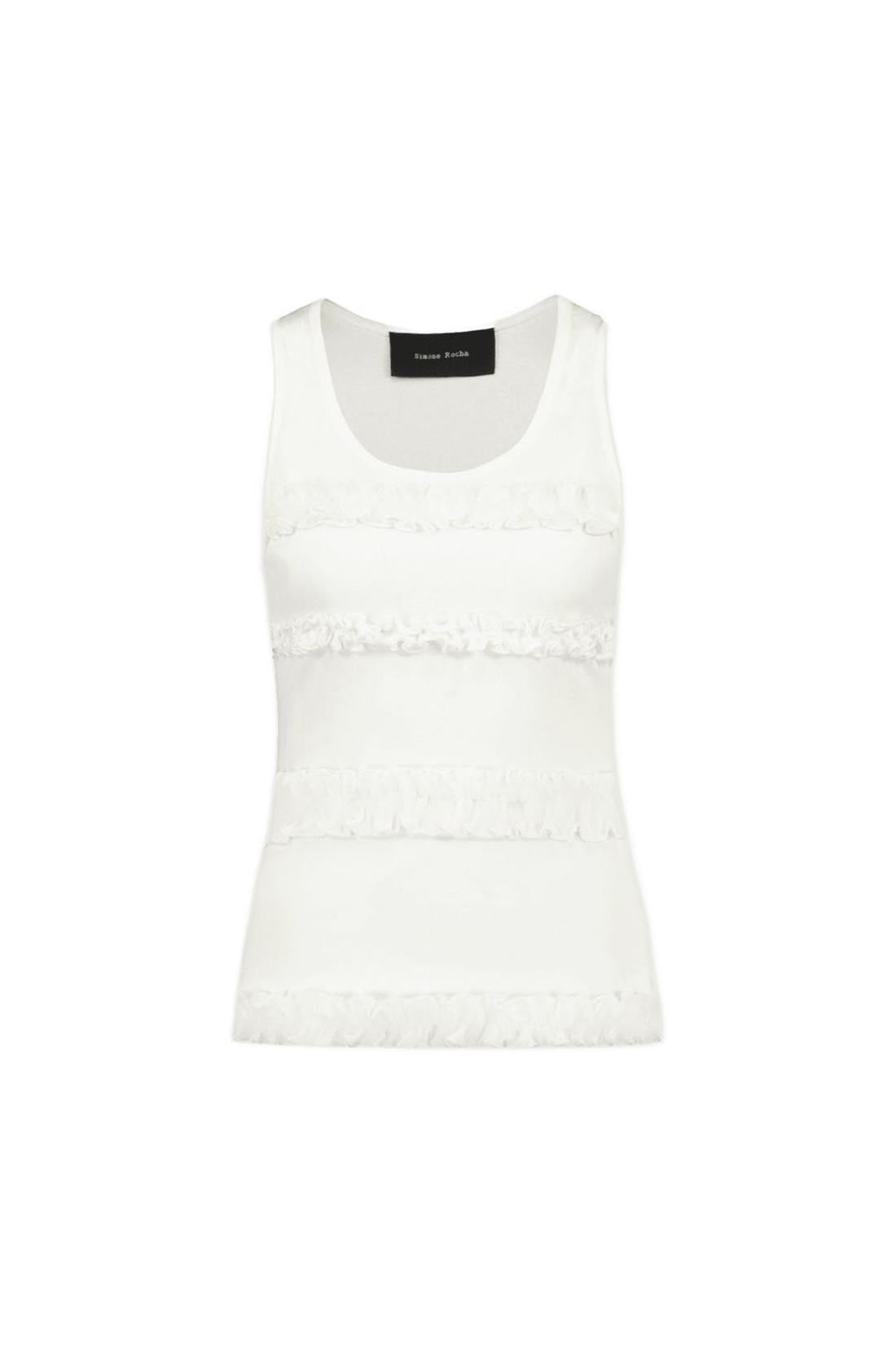 Fitted Ruffle Frill T-Shirt - Simone Rocha - Baumwolle - Weiß