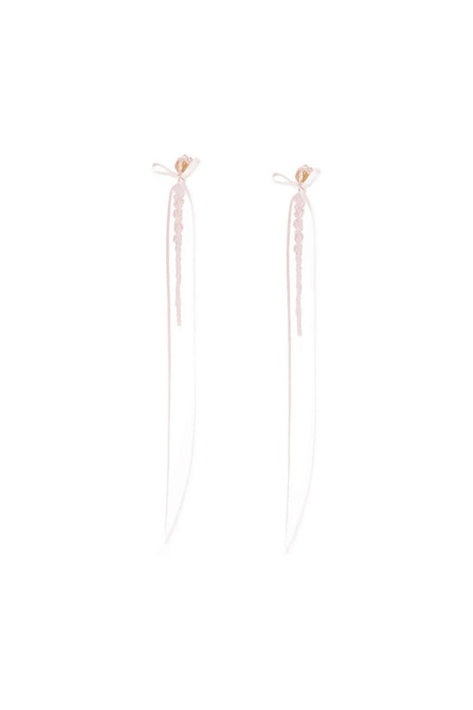 Slim Bow Ribbon Ohrringe - Simone Rocha - Kristall - Rosa