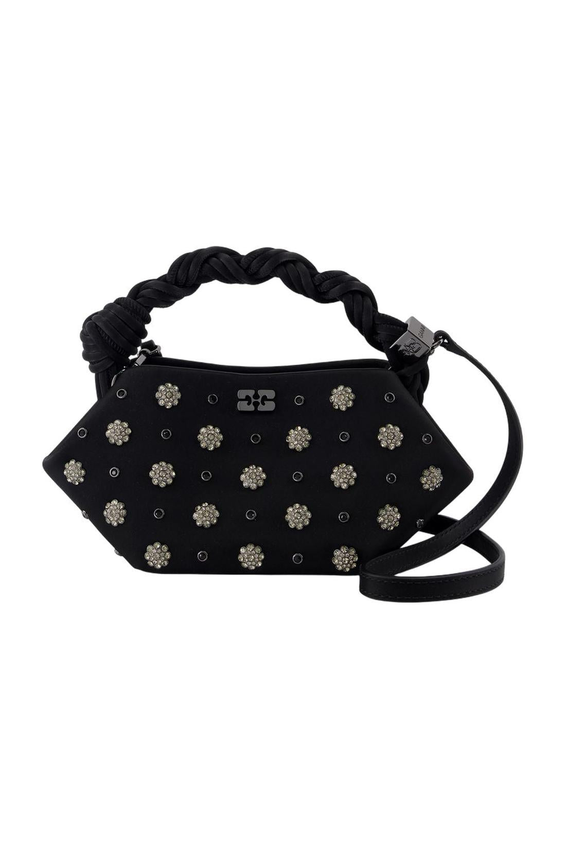Bou Mini Flower Stud Handtasche - Ganni - Leder - Schwarz