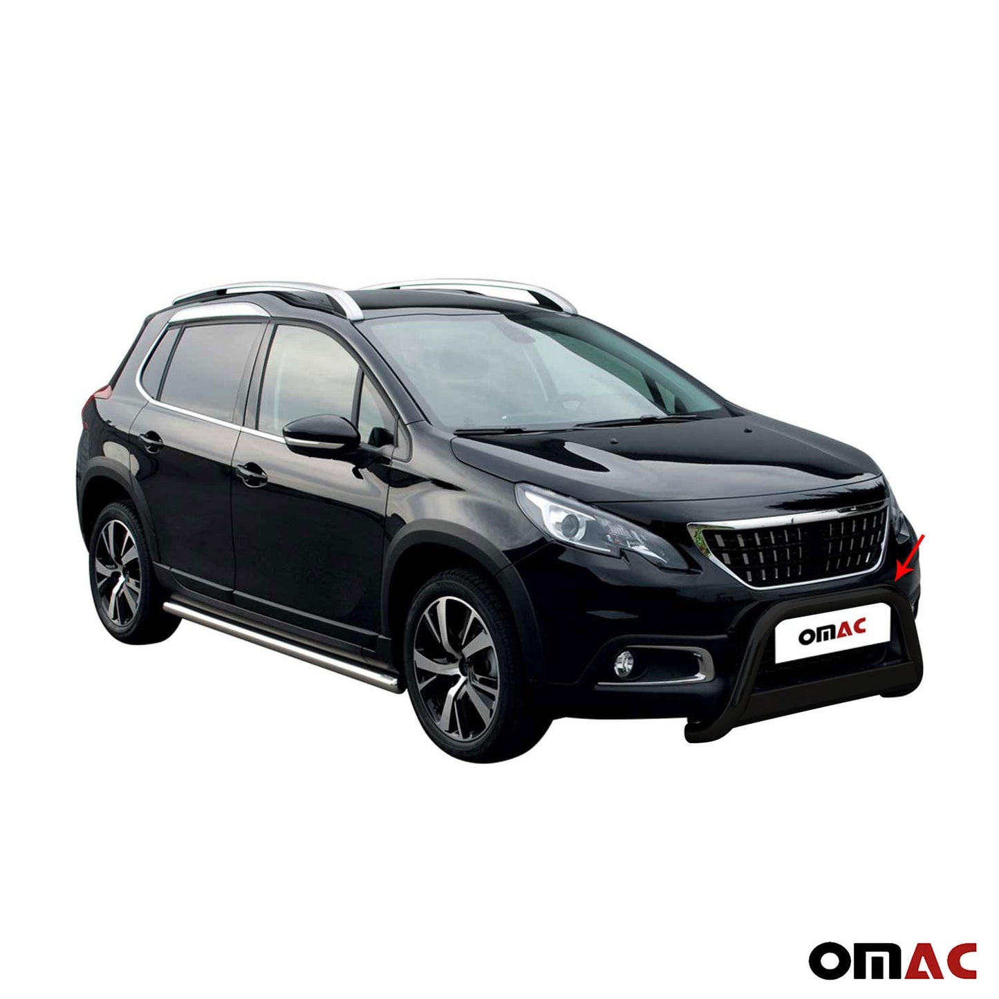 Bară de protecție/buton față pentru Peugeot 2008 2016-2019 ø63mm oțel negru