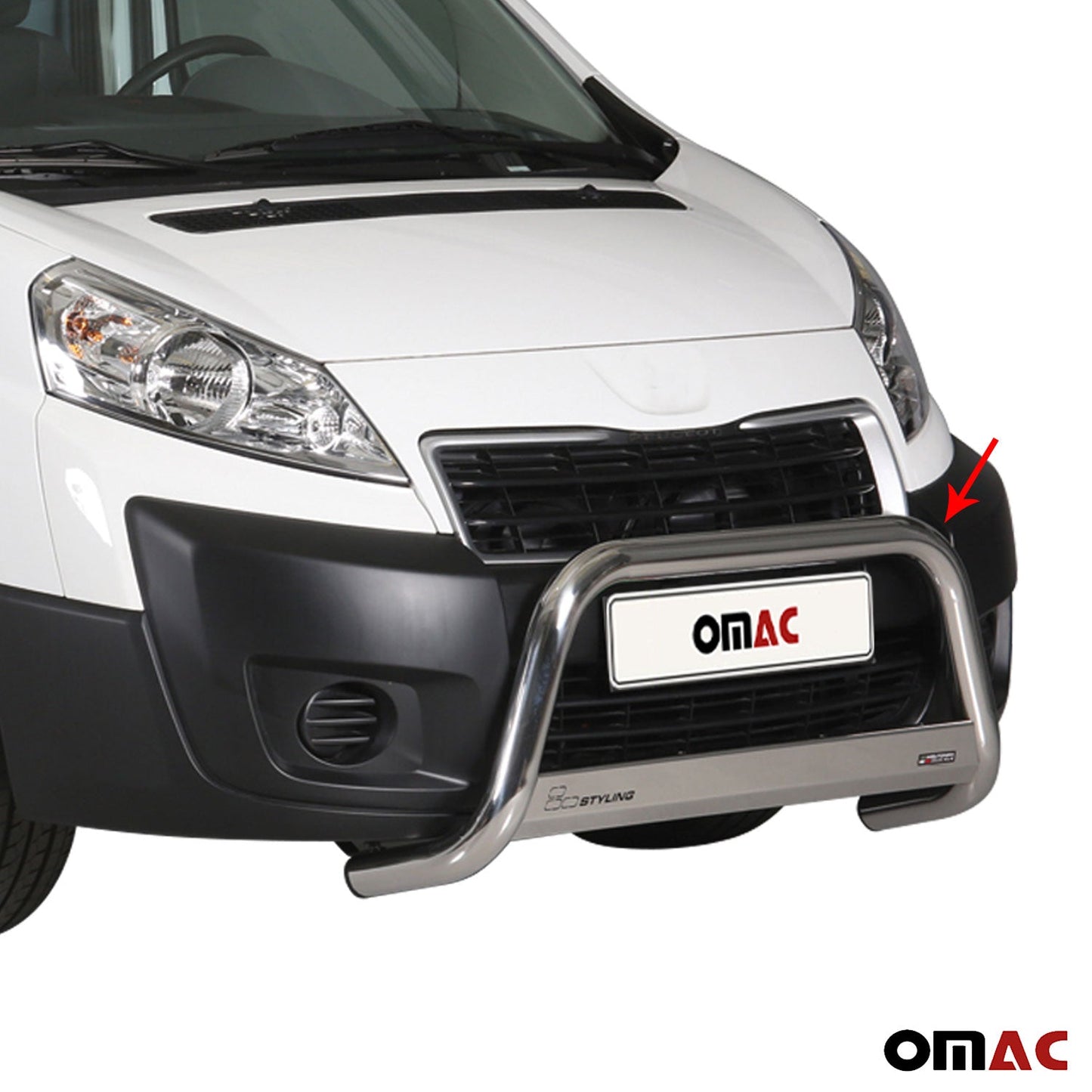 Bară de protecție/buton față pentru Peugeot Expert 2012-2016, ø63mm, oțel, argintiu