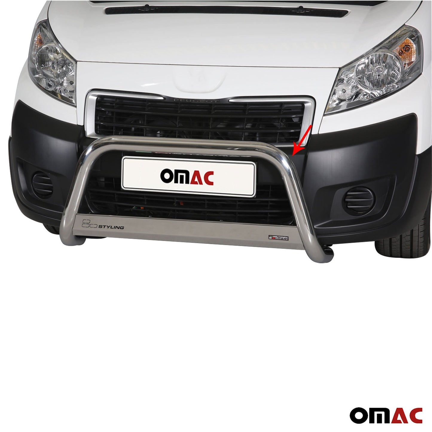 Bară de protecție/buton față pentru Peugeot Expert 2012-2016, ø63mm, oțel, argintiu