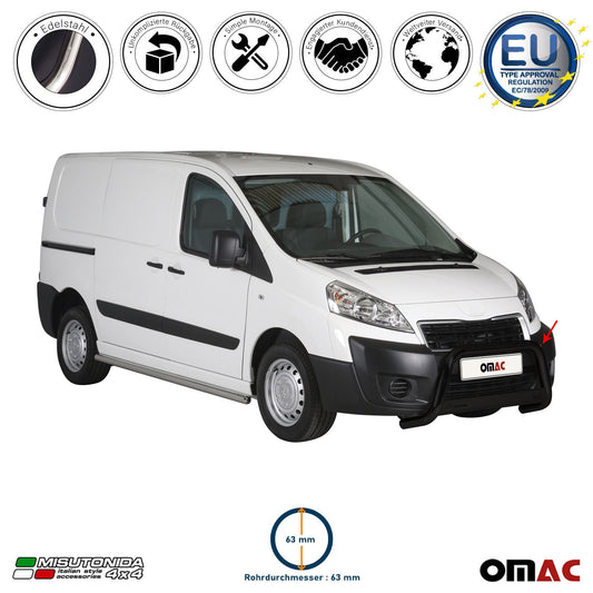 Bară de protecție/buton față pentru Peugeot Expert 2012-2016, ø63mm, oțel, negru