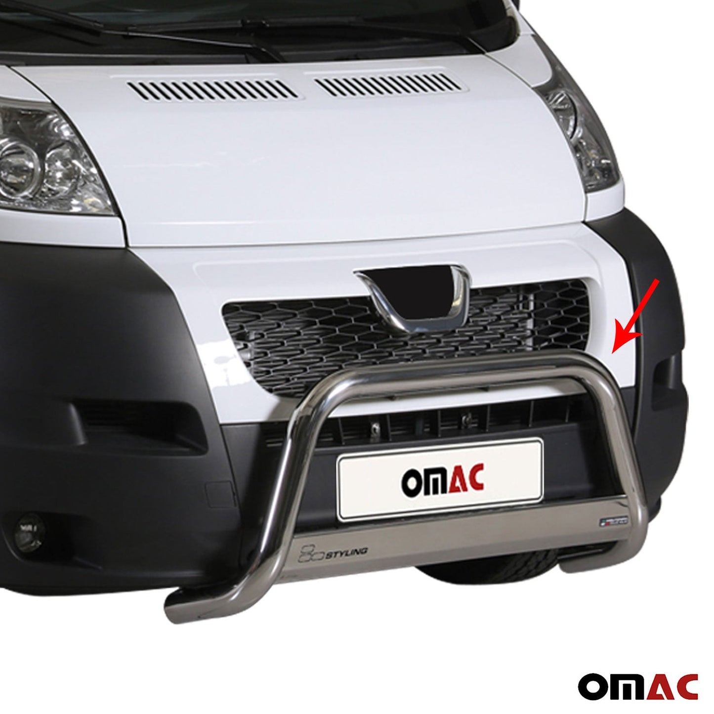 Bară de protecție/buton față pentru Peugeot Boxer 2006-2013, ø63mm, oțel, argintiu