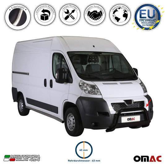 Bară de protecție/buton față pentru Peugeot Boxer 2006-2013, ø63mm, oțel, negru