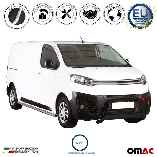 Bară de protecție/buton față pentru Citroen Jumpy 2016-2025 ø63mm oțel negru