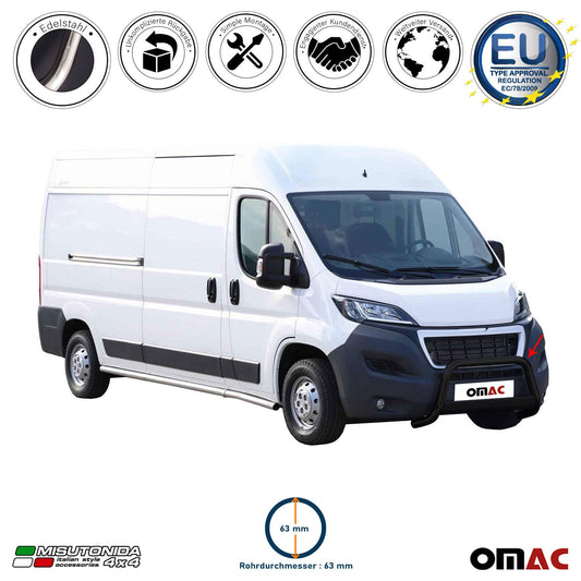 Bară de protecție/buton față pentru Peugeot Boxer 2014-2025 ø63mm Negru