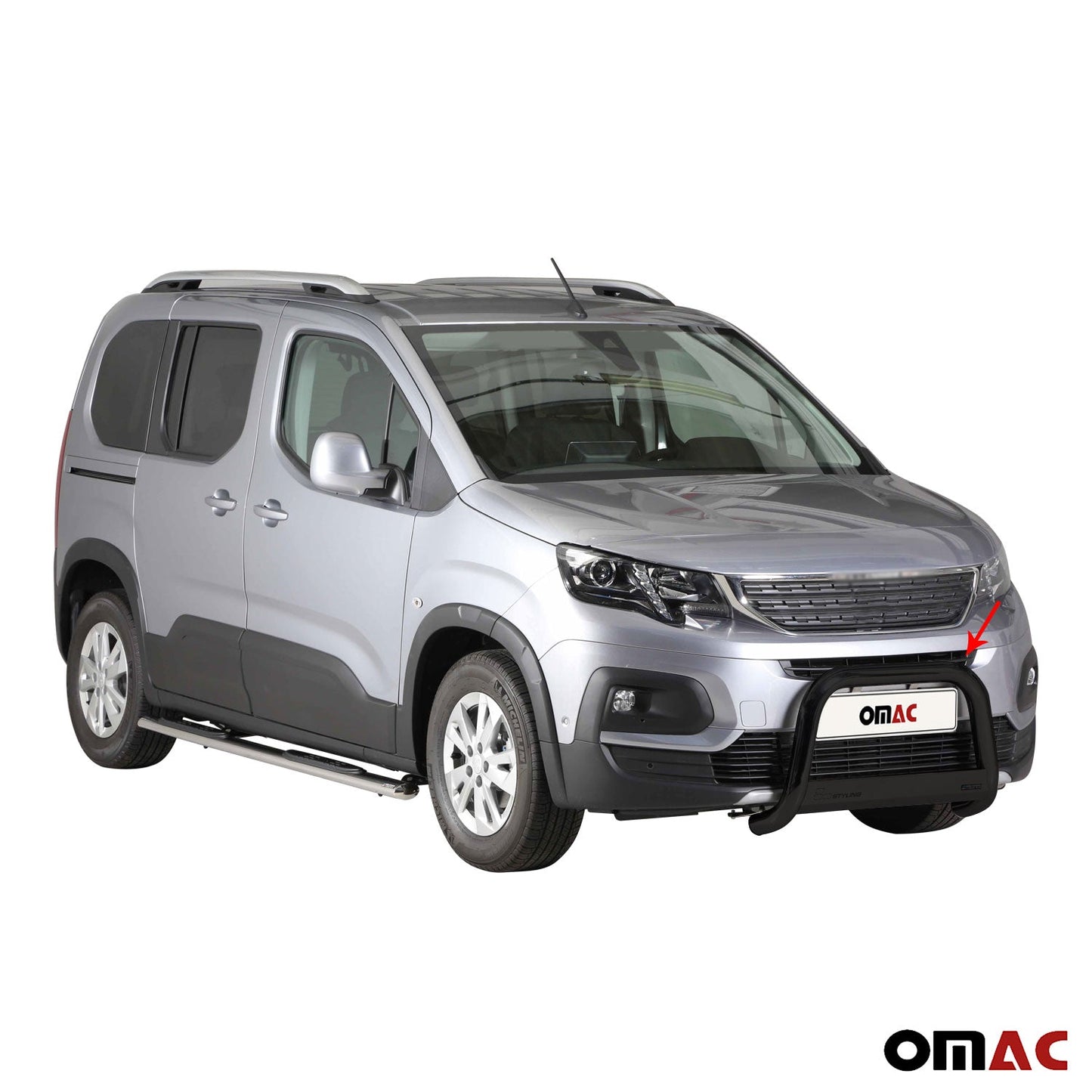 Bară de protecție/buton față pentru Peugeot Rifter 2018-2021 ø63mm oțel negru