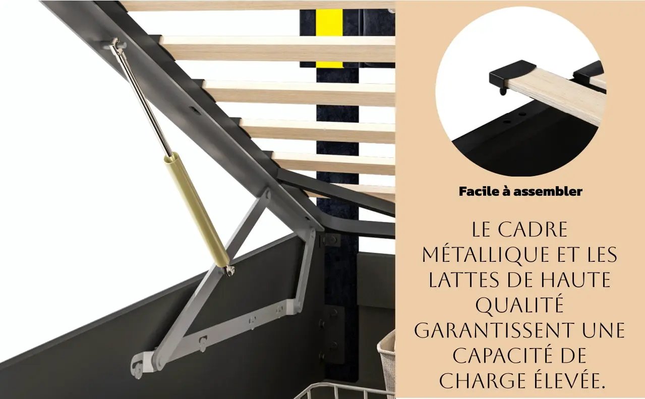 Boxspringbett Mit Hydraulischem Stauraum Und LED Beleuchtung Samtbezug