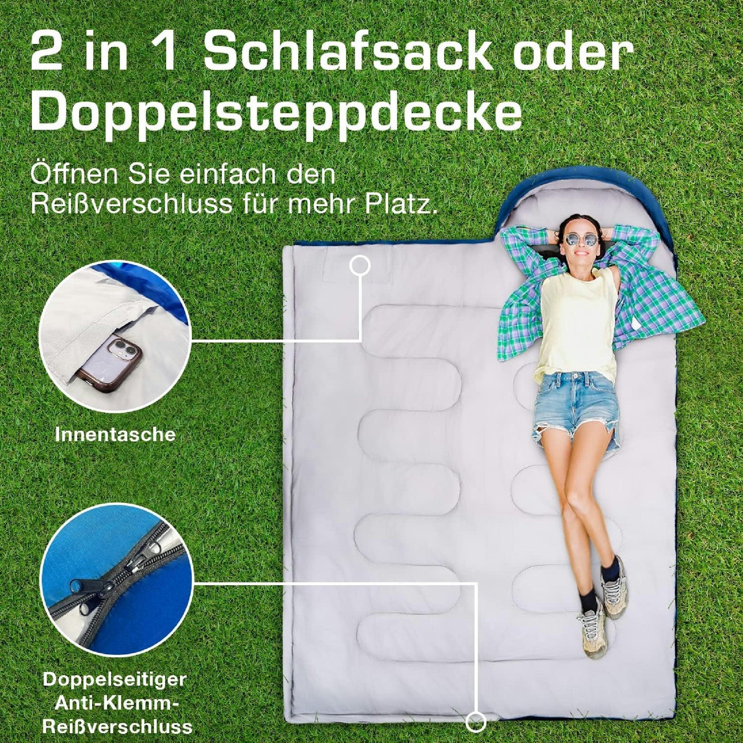 Active Era Schlafsack Rechteckig Wasserdicht - Kapazität 1 Person, Größe M