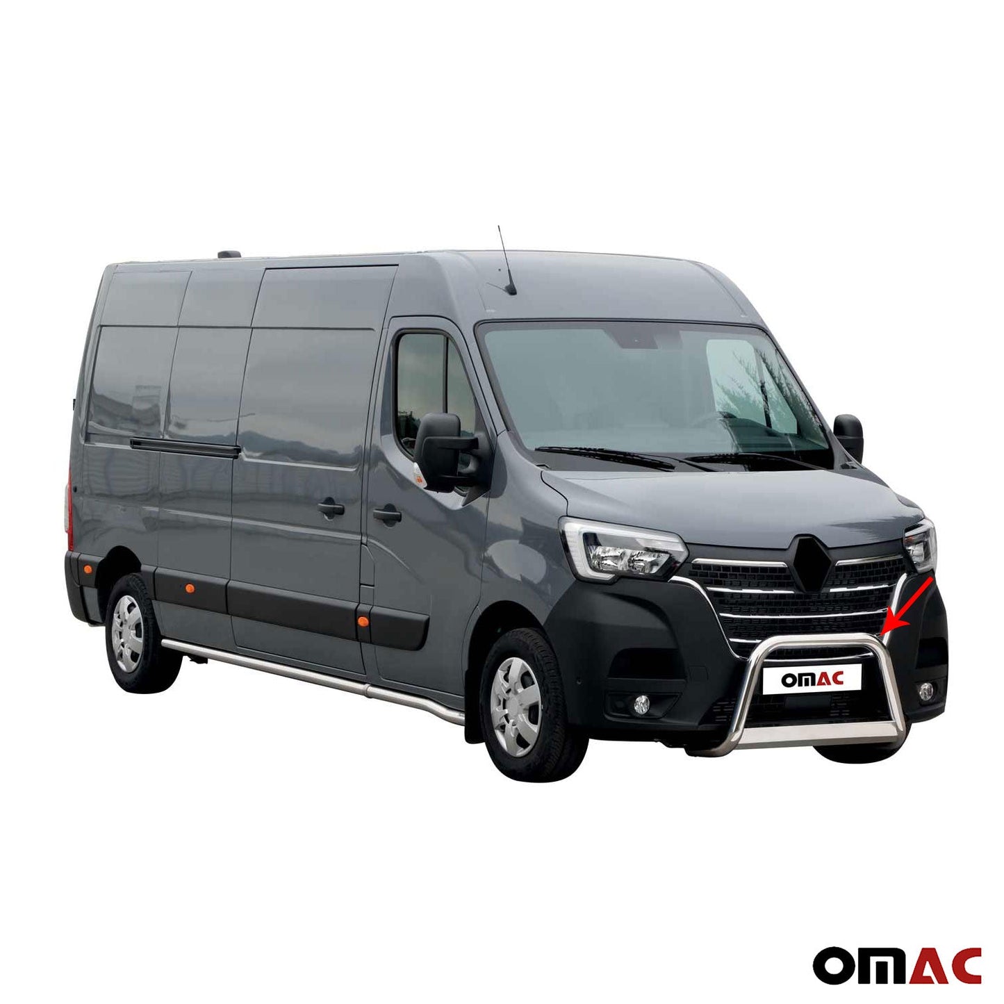 Bară de protecție/buton față pentru Renault Master 2019-2024, ø63mm, oțel, argintiu