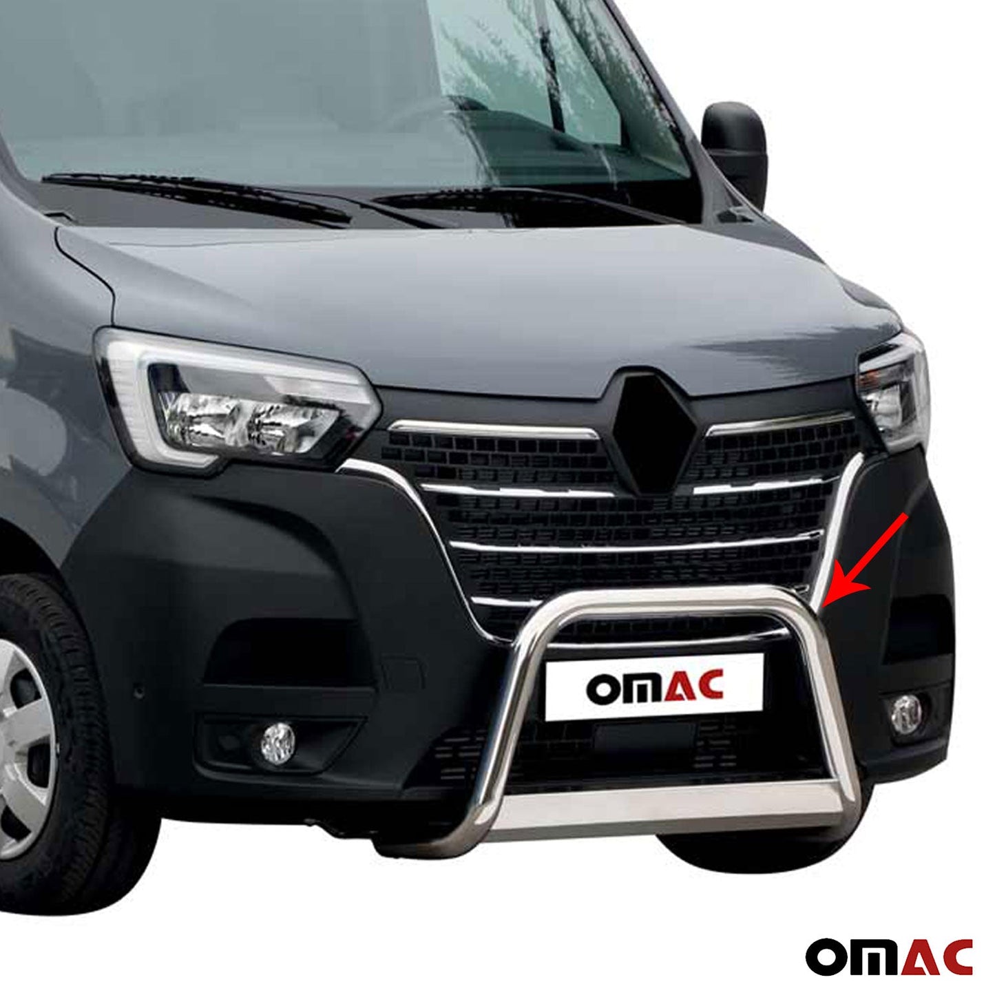 Bară de protecție/buton față pentru Renault Master 2019-2024, ø63mm, oțel, argintiu