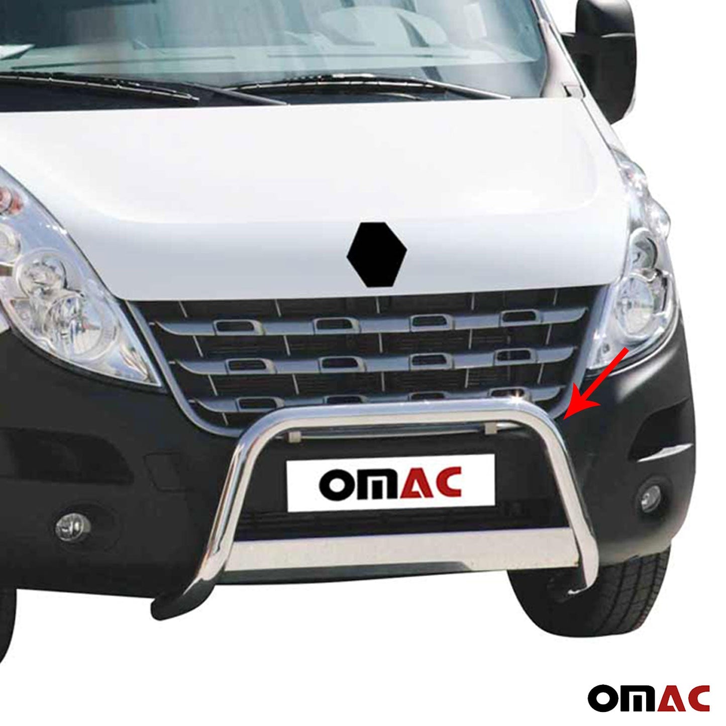 Bară de protecție/buton față pentru Renault Master 2010-2018, ø63mm, oțel, argintiu