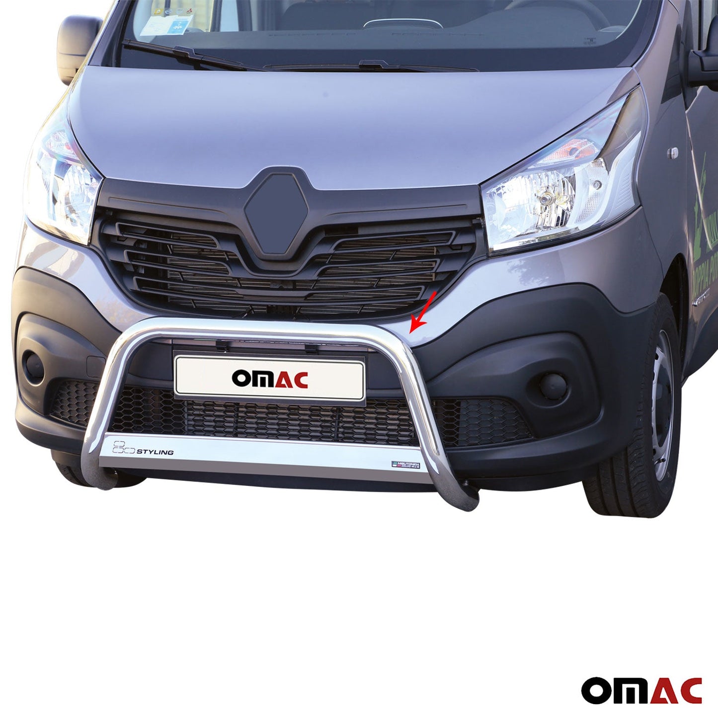 Bară de protecție/buton față pentru Renault Trafic 2014-2019, ø63mm, oțel, argintiu
