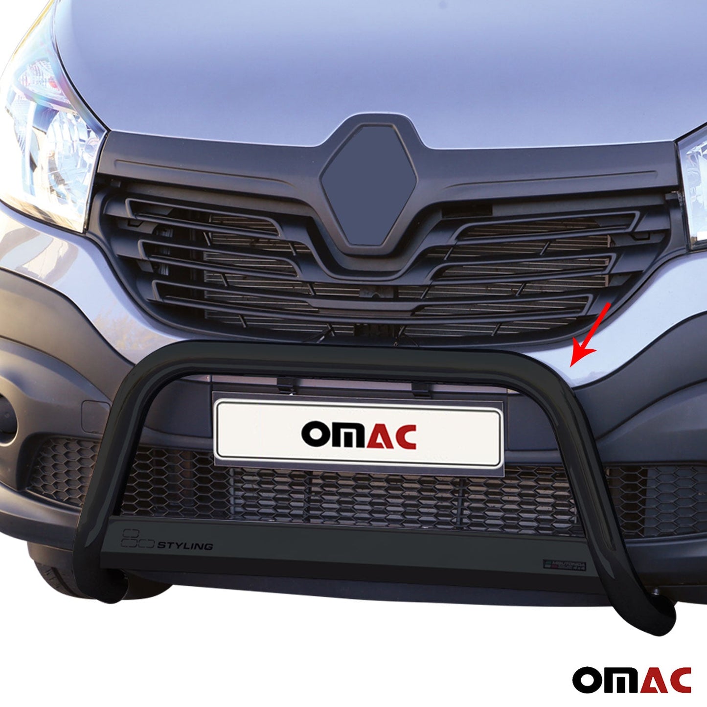 Bară de protecție/buton față pentru Renault Trafic 2014-2019, ø63mm, oțel, negru