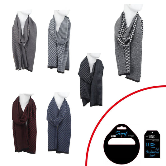 Winter Herren Schal mit Schach Muster » Soft Cashmera Herrenschal | Winterschal 180x30 cm