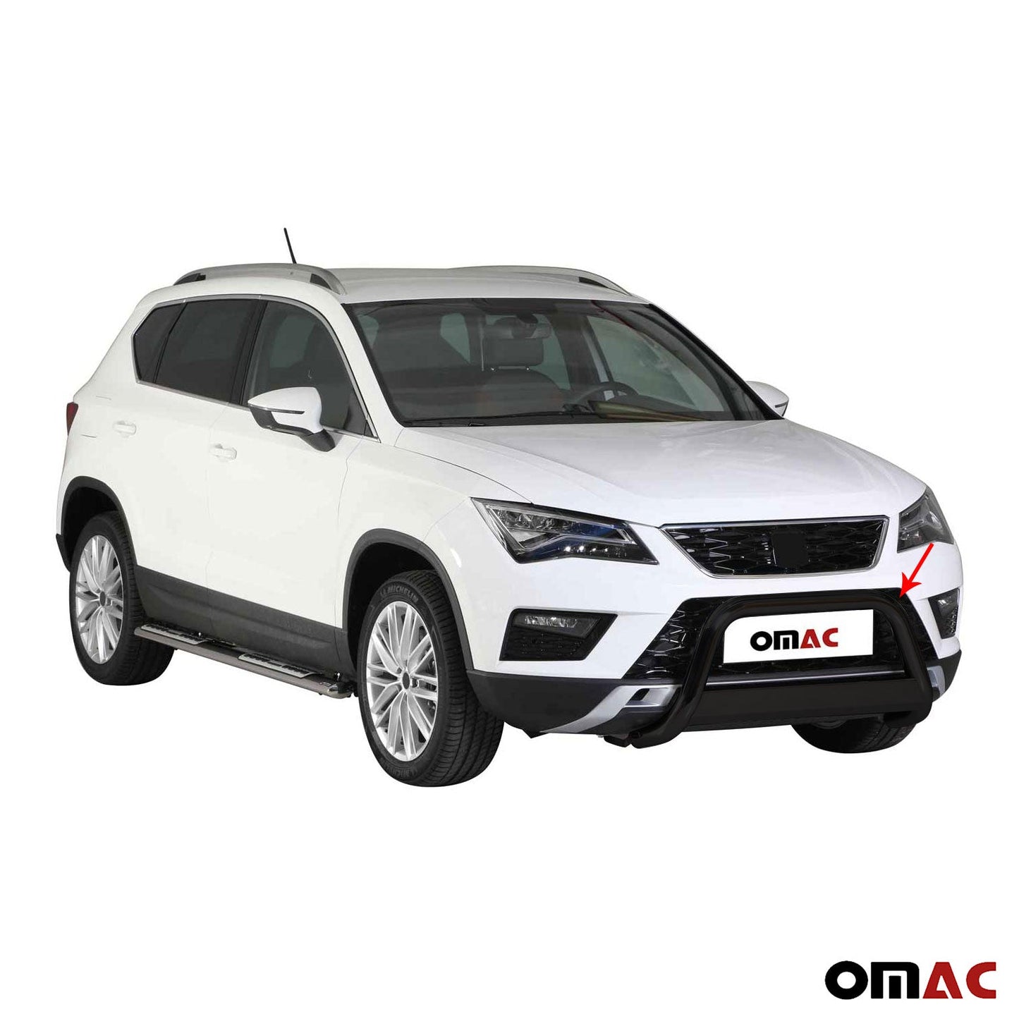 Bară de protecție/buton față pentru Seat Ateca 2016-2020, ø63mm, oțel, negru, protecție