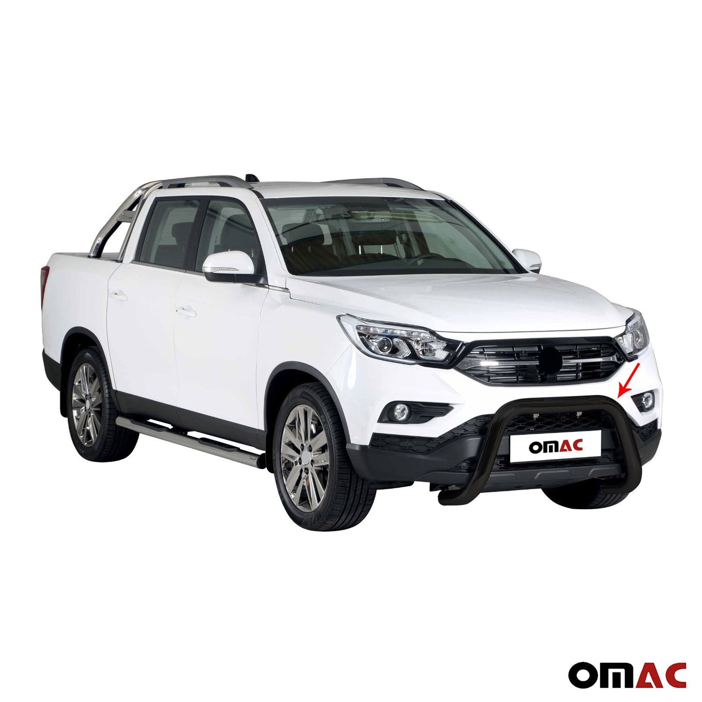 Frontbügel Frontschutzbügel für Ssangyong Musso 2018-2025 ø76mm Stahl Schwarz