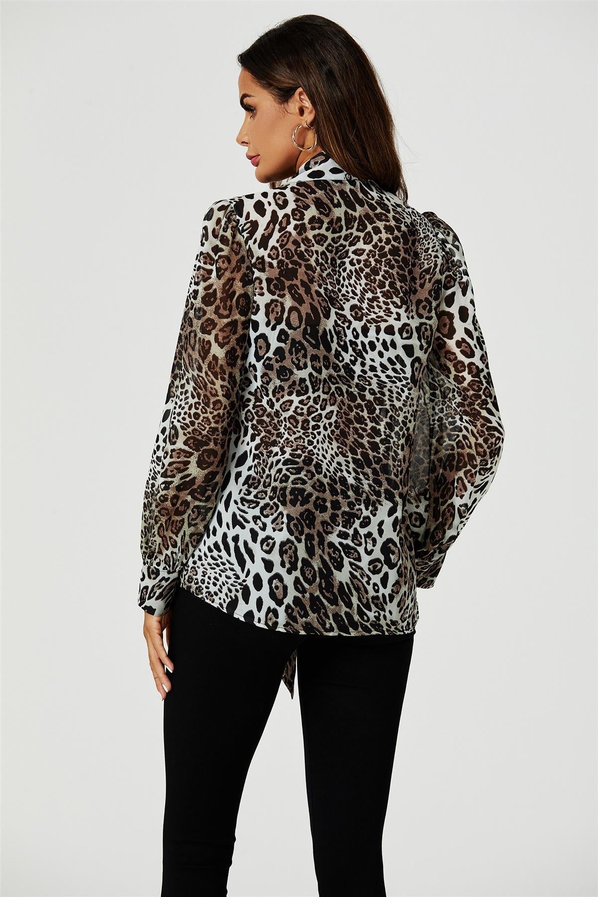 Bluză cu mânecă lungă și detalii legate în culoarea bej 