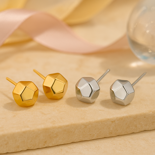 SilberLux Ohrstecker Quadratische Kugeln - Durchmesser 6 mm, 925er Silber