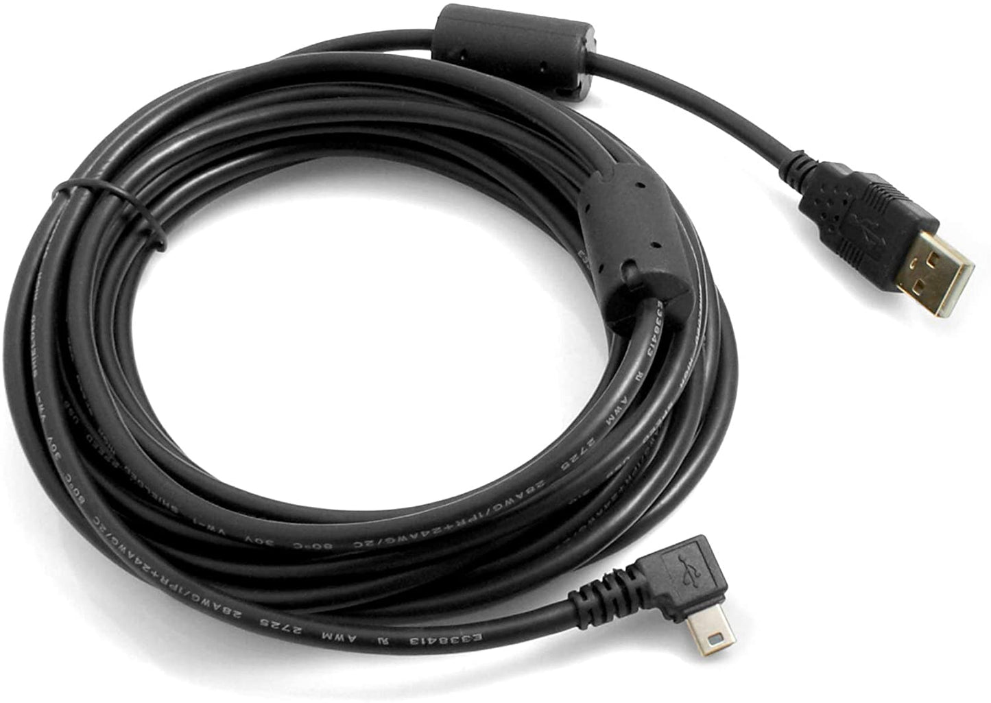 SYSTEM-S Mini USB Kabel Winkelstecker Links gewinkelt auf USB Typ A Stecker Daten- und Ladekabel 5m