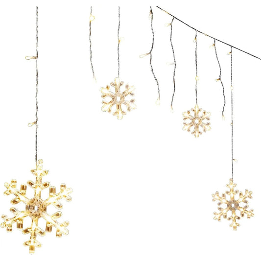 LuminaLicht Schneeflocken LED Lichterkette Timer - 60 LEDs, 210 cm