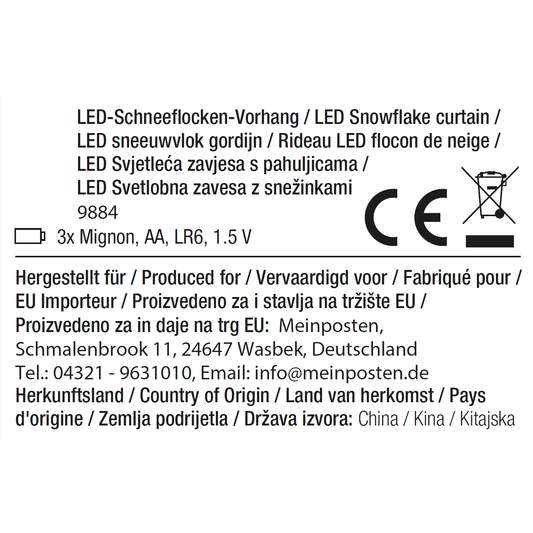 LuminaLicht Schneeflocken LED Lichterkette Timer - 60 LEDs, 210 cm