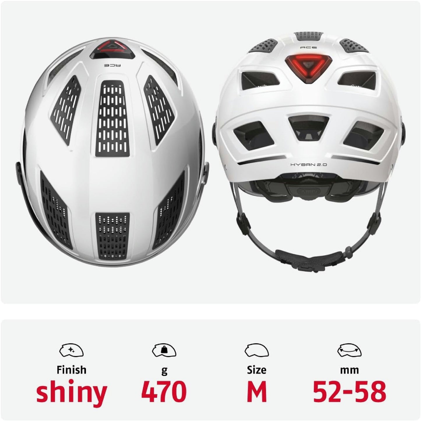 ABUS Stadthelm Hyban 2.0 ACE Integriertes Licht - Größe M, Gewicht