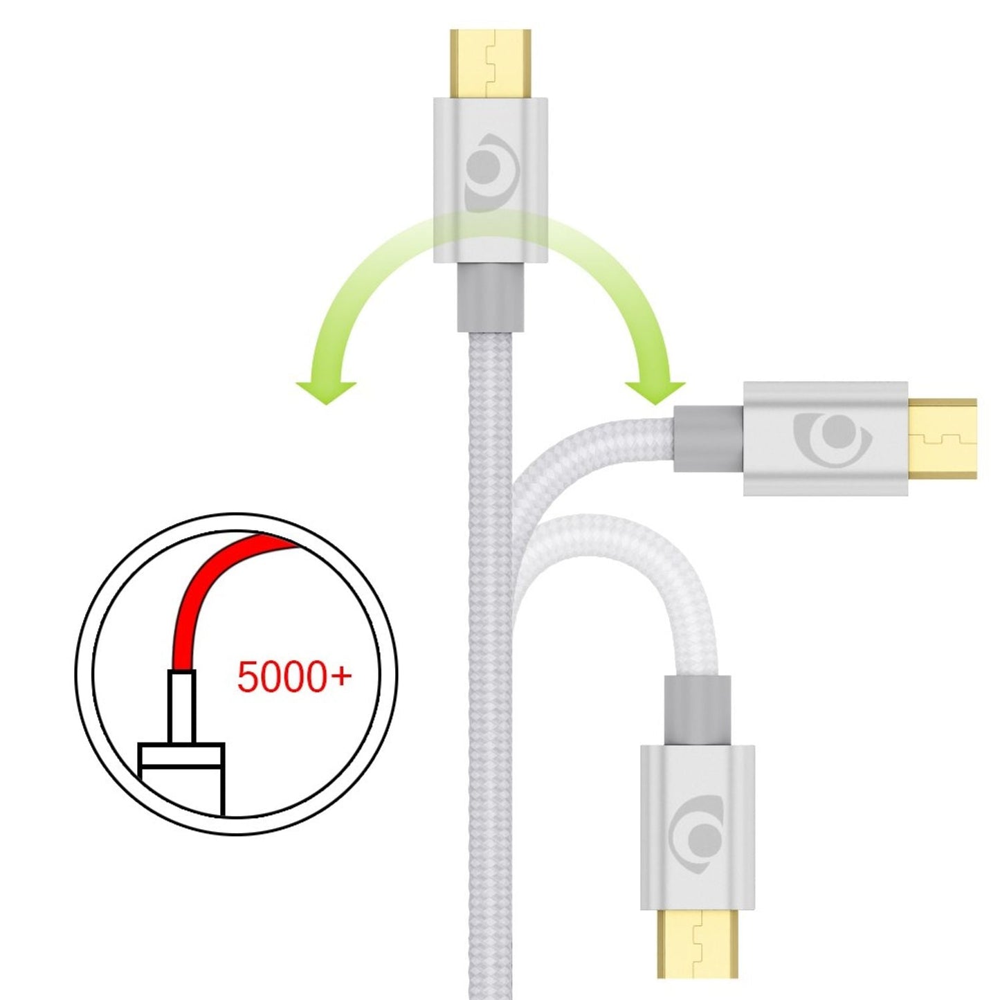 NALIA Micro USB Kabel - Nylon Geflochtenes High Speed Ladekabel 3m Länge Datenkabel