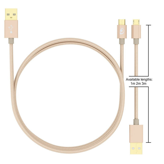 NALIA Micro USB Kabel High Speed - Länge 3 m, Nylon Geflochten, Übertragung 480 Mbps