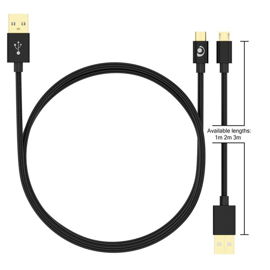 NALIA 1m Micro USB Kabel Stabiles Nylon-Ummanteltes High-Speed Kabel - Länge 1 m, USB 2.0, Android-Kompatibel