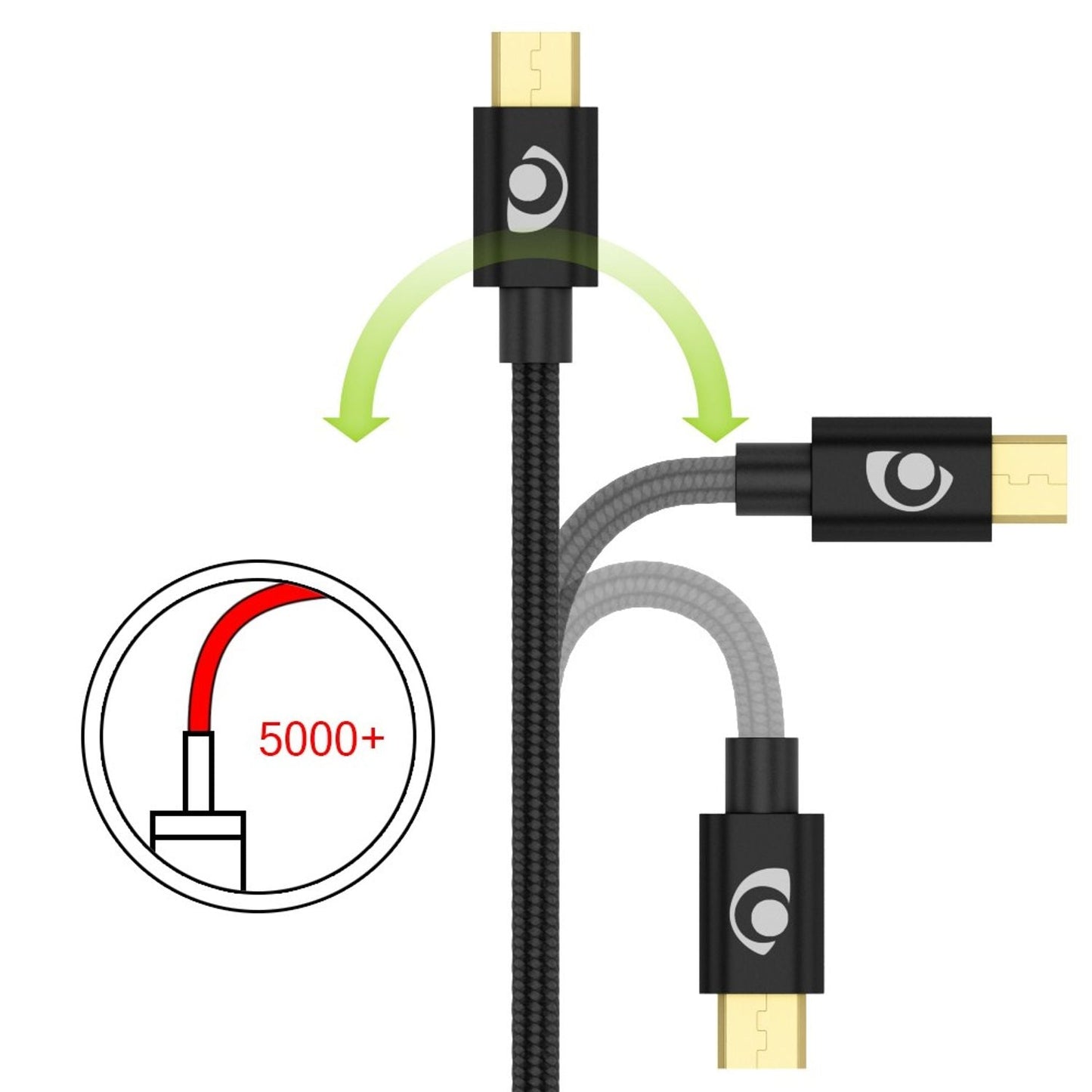 NALIA 1m Micro USB Kabel Stabiles Nylon-Ummanteltes High-Speed Kabel - Länge 1 m, USB 2.0, Android-Kompatibel
