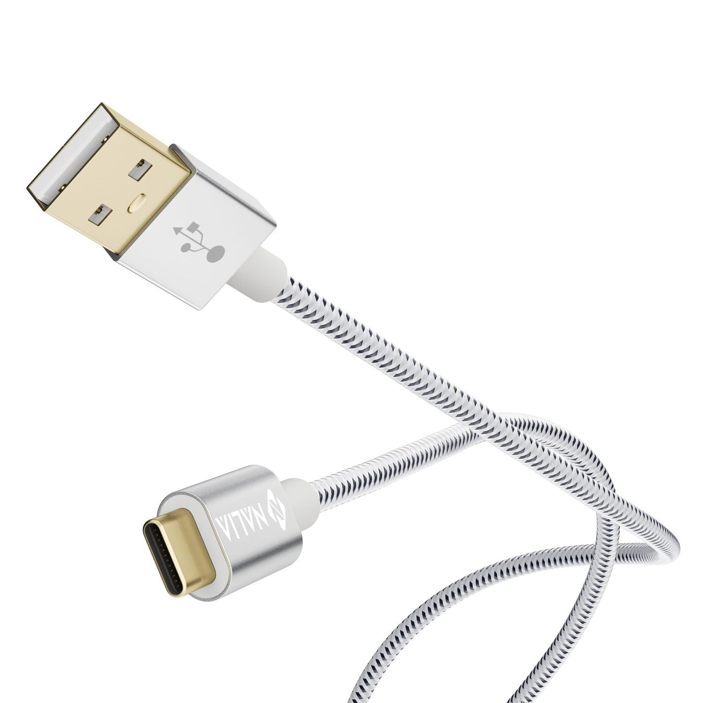 Cablu USB-C la USB 2.0 de 2 m de la NALIA, cablu de încărcare și sincronizare date din nailon durabil