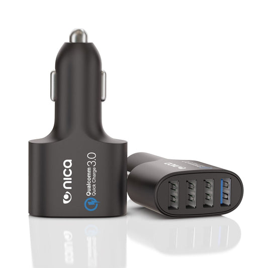 4-Port USB Quick Charge 3.0 Auto Ladegerät von NALIA Kfz Ladeadapter Schnelllader