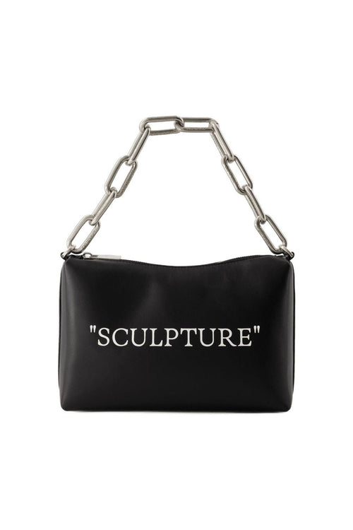 Block Quote Tasche - Off White - Leder - Schwarz/Silber