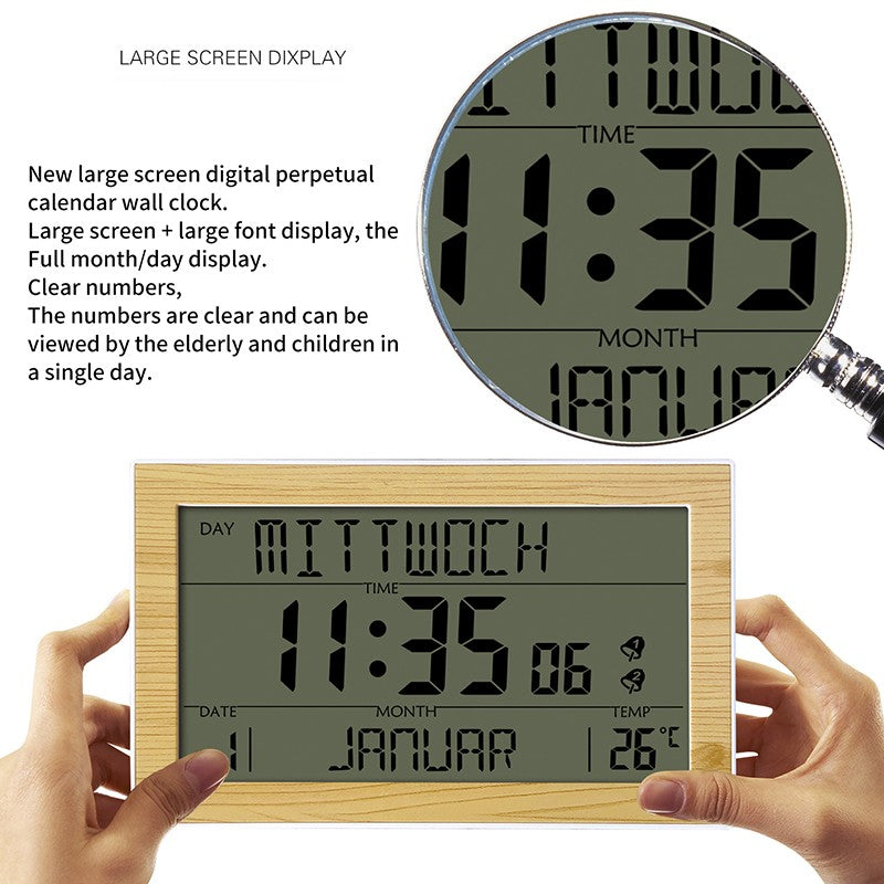 Großer Bildschirm Kreativ Digital Wanduhr Heim Nachttisch Zimmer Elektronisch Wecker Mit Thermometer Wanduhr Dual Wecker Einstellung
