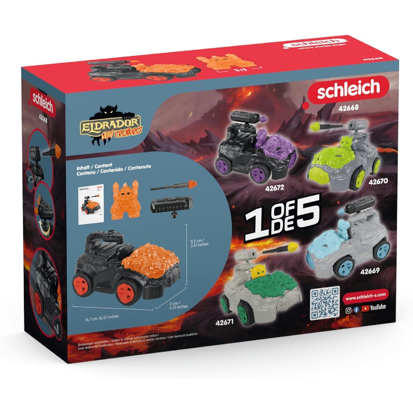 Schleich Lava Crashmobil Mit Mini Kreatur - 23 cm Maßstab 1 Zu 24