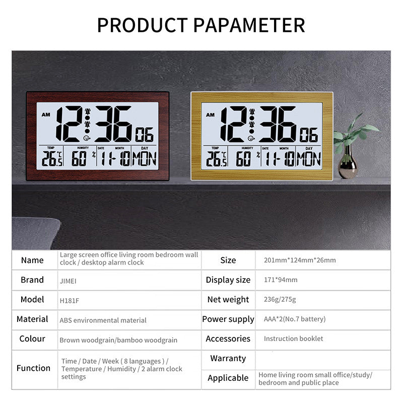 Großer Bildschirm Kreativ Digital Wanduhr Heim Nachttisch Zimmer Elektronisch Wecker Mit Thermometer Wanduhr Dual Wecker Einstellung